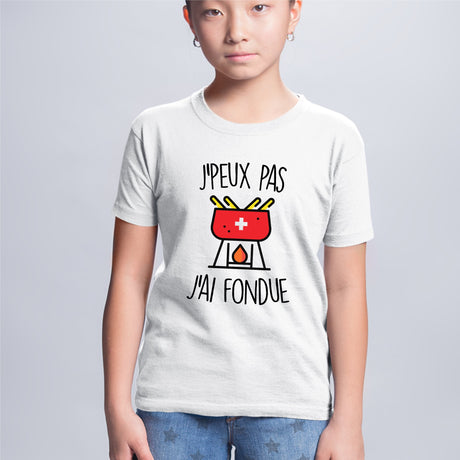 T-Shirt Enfant J'peux pas j'ai fondue Blanc