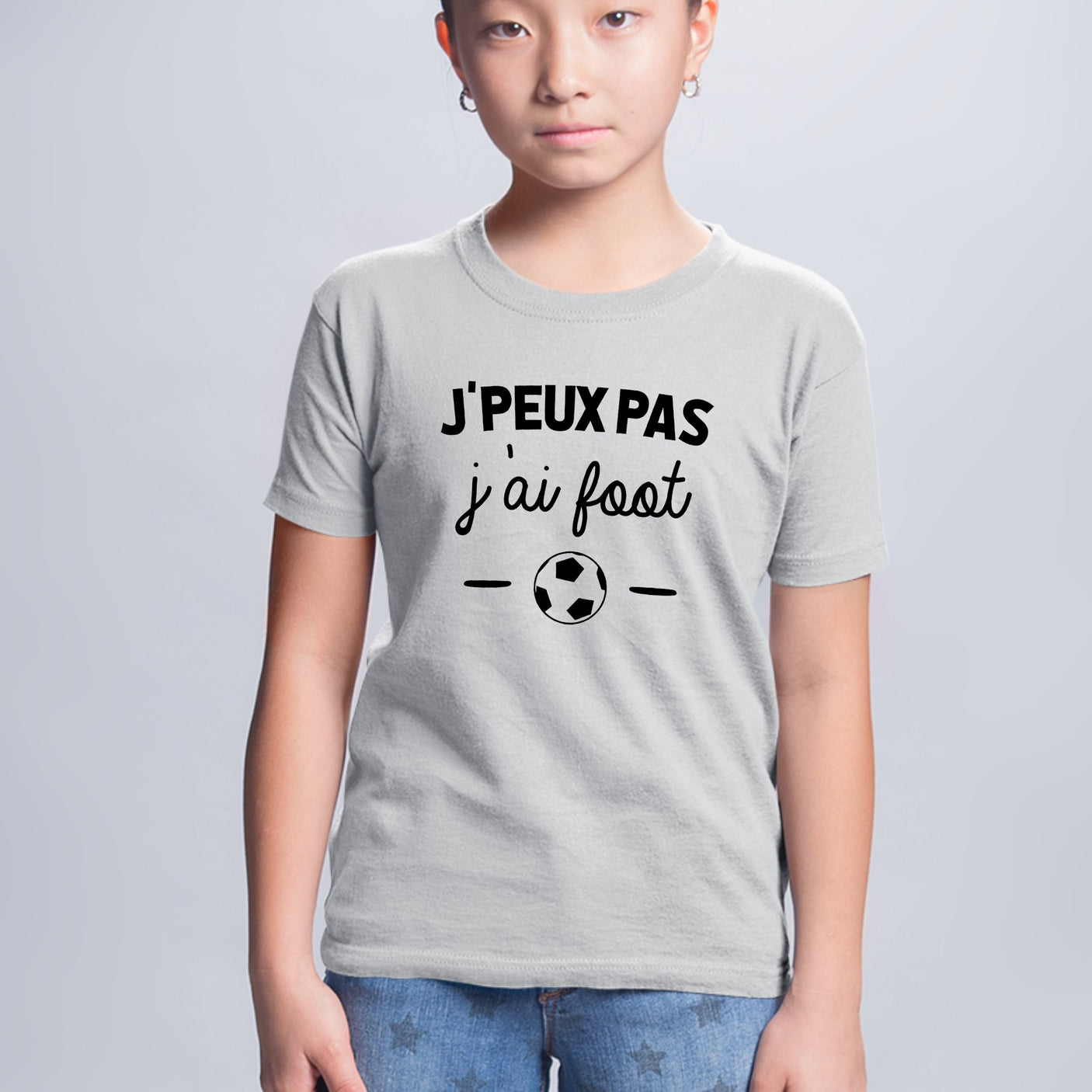 T-Shirt Enfant J'peux pas j'ai foot Gris