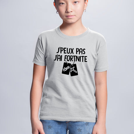 T-Shirt Enfant J'peux pas j'ai Fortnite Gris