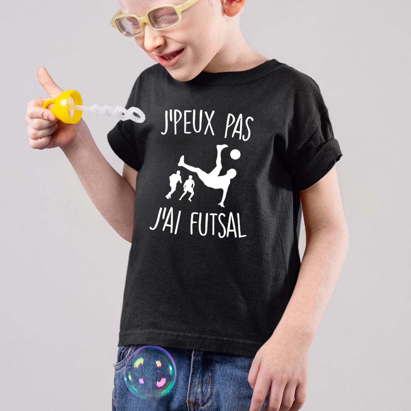 T-Shirt Enfant J'peux pas j'ai futsal Noir