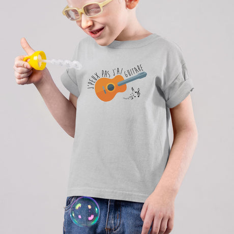 T-Shirt Enfant J'peux pas j'ai guitare Gris