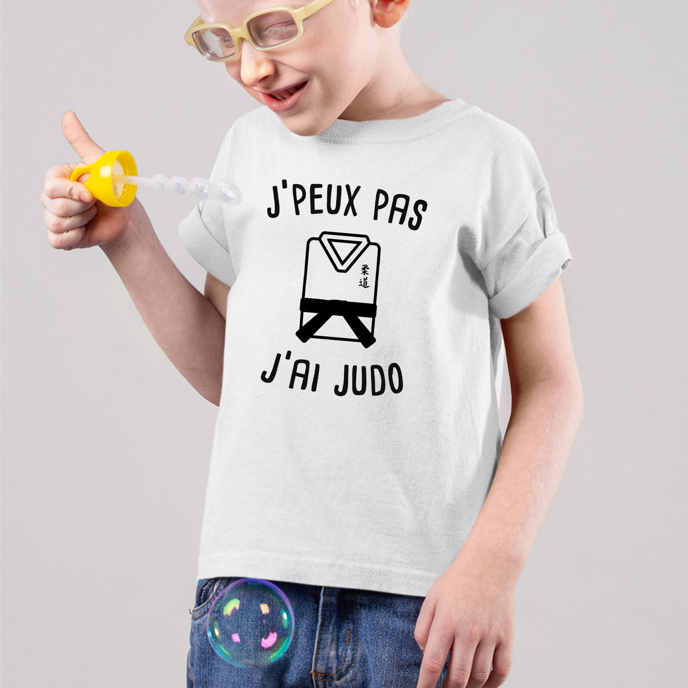 T-Shirt Enfant J'peux pas j'ai judo Blanc