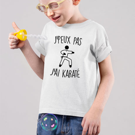 T-Shirt Enfant J'peux pas j'ai karaté Blanc