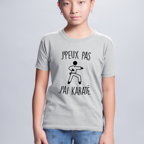 T-Shirt Enfant J'peux pas j'ai karaté Gris