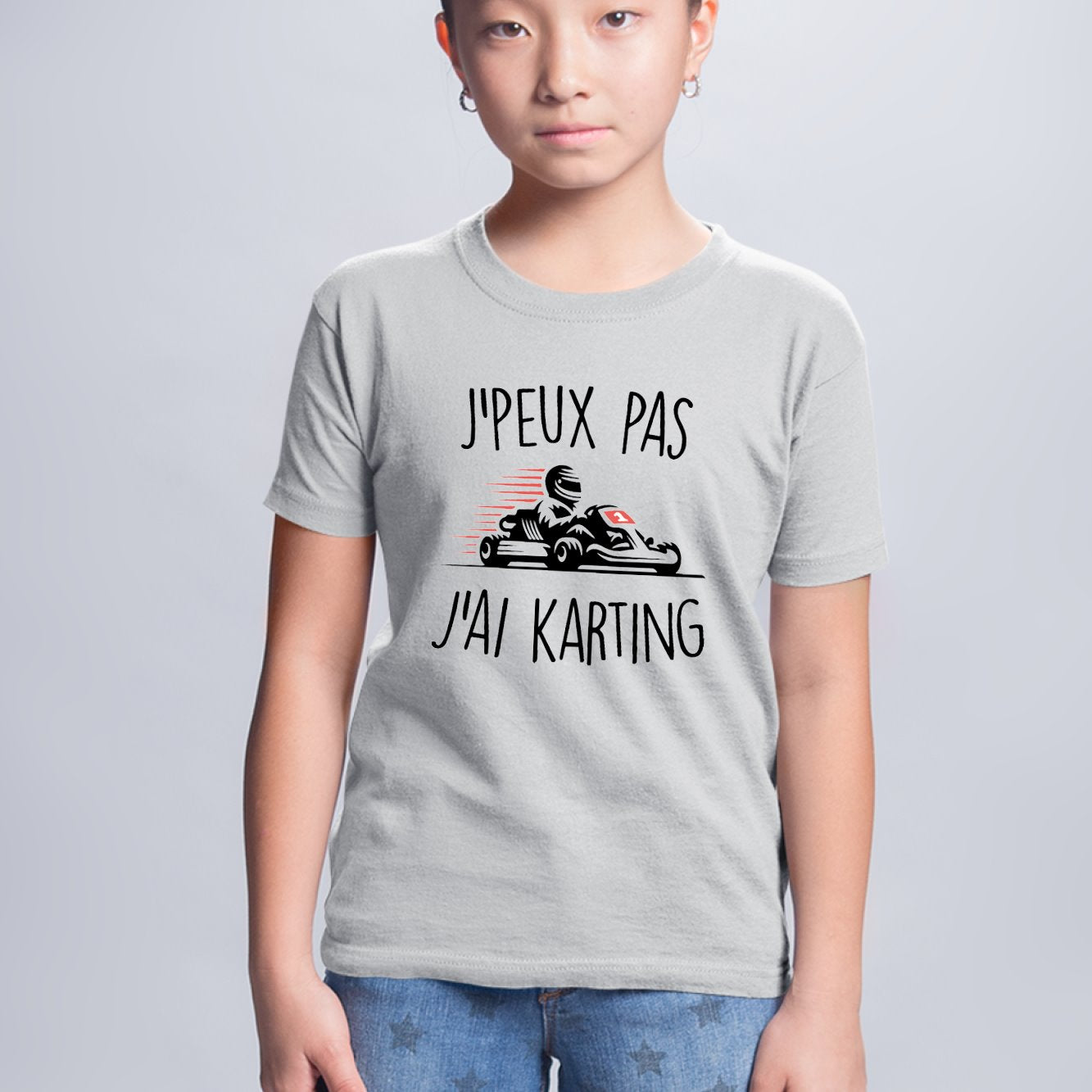 T-Shirt Enfant J'peux pas j'ai karting Gris