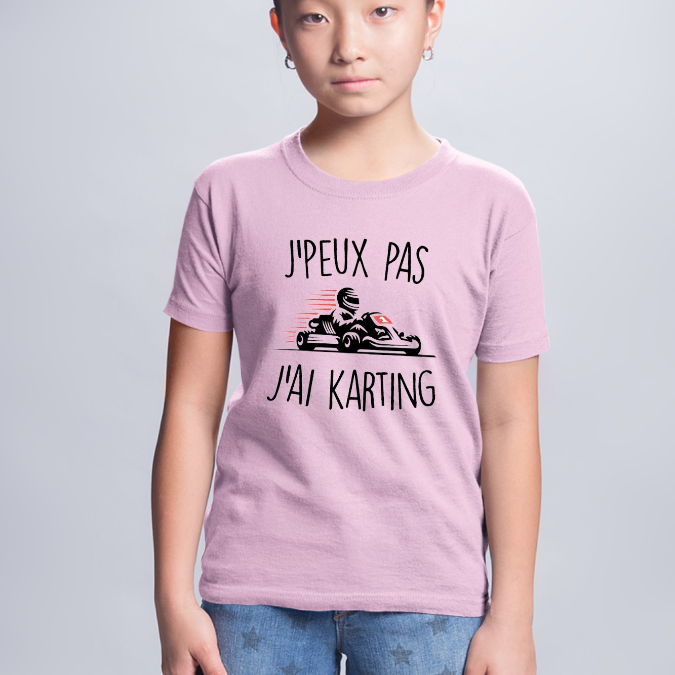 T-Shirt Enfant J'peux pas j'ai karting Rose