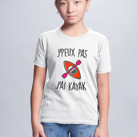 T-Shirt Enfant J'peux pas j'ai kayak Blanc