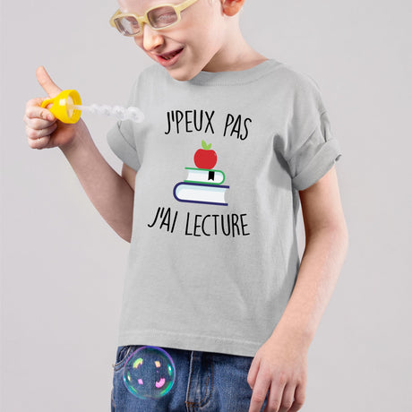 T-Shirt Enfant J'peux pas j'ai lecture Gris