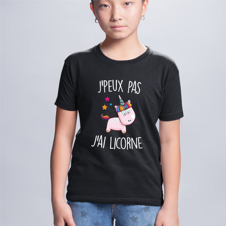 T-Shirt Enfant J'peux pas j'ai licorne Noir