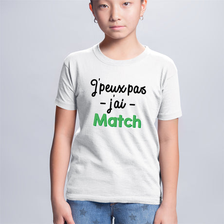 T-Shirt Enfant J'peux pas j'ai match Blanc