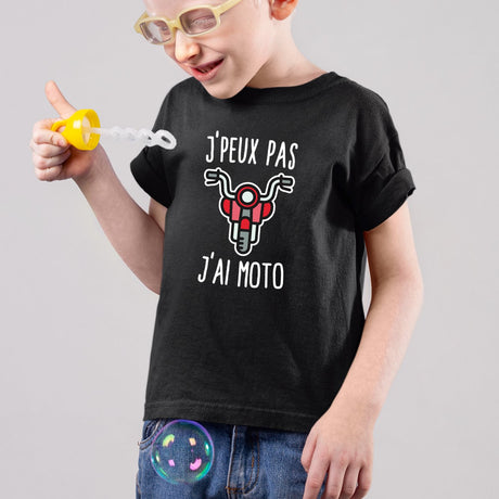 T-Shirt Enfant J'peux pas j'ai moto Noir