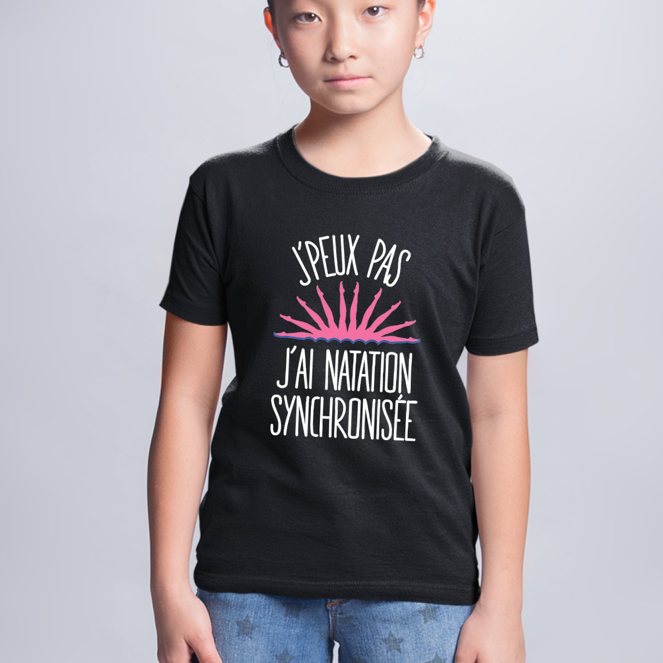 T-Shirt Enfant J'peux pas j'ai natation synchronisée Noir