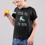 T-Shirt Enfant J'peux pas j'ai patin Noir