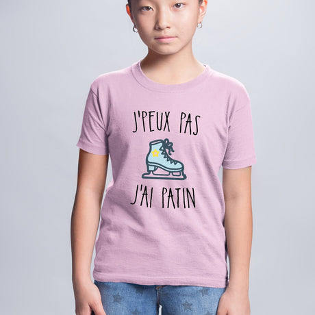 T-Shirt Enfant J'peux pas j'ai patin Rose