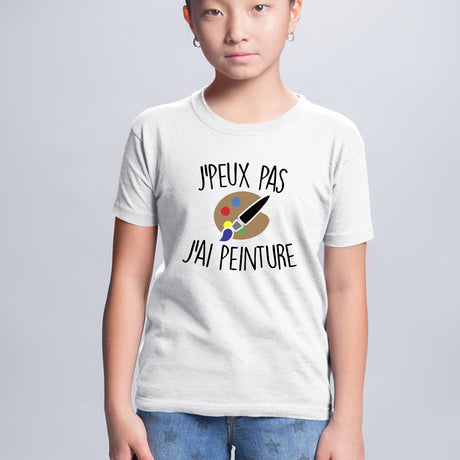 T-Shirt Enfant J'peux pas j'ai peinture Blanc