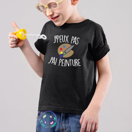 T-Shirt Enfant J'peux pas j'ai peinture Noir