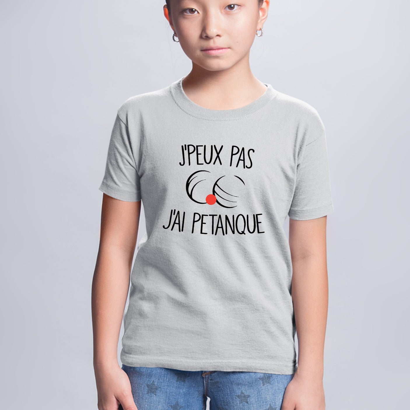 T-Shirt Enfant J'peux pas j'ai pétanque Gris