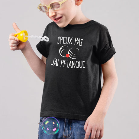 T-Shirt Enfant J'peux pas j'ai pétanque Noir