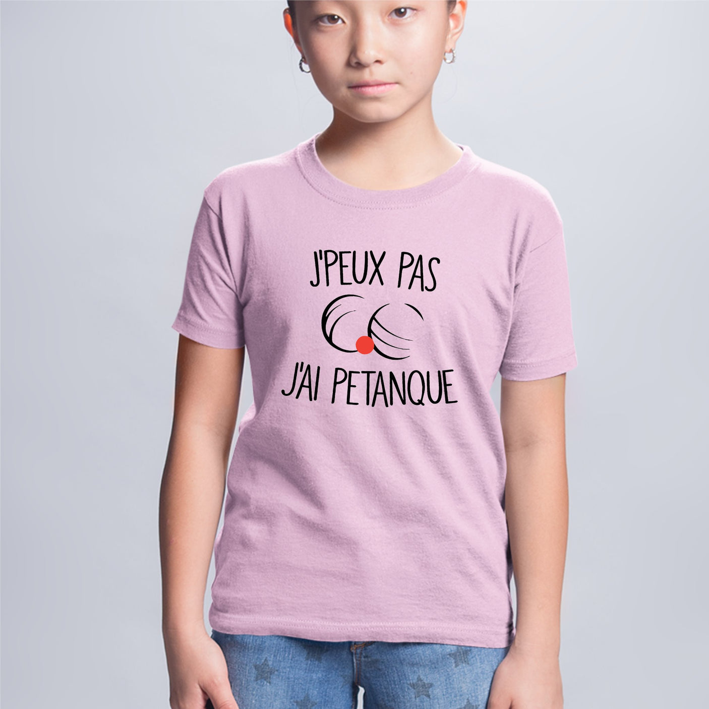 T-Shirt Enfant J'peux pas j'ai pétanque Rose