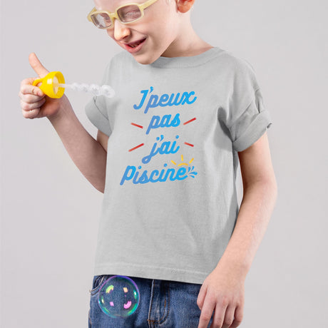 T-Shirt Enfant J'peux pas j'ai piscine Gris