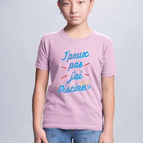 T-Shirt Enfant J'peux pas j'ai piscine Rose