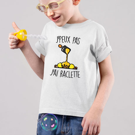 T-Shirt Enfant J'peux pas j'ai raclette Blanc