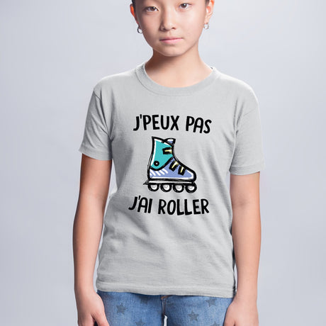 T-Shirt Enfant J'peux pas j'ai roller Gris