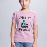 T-Shirt Enfant J'peux pas j'ai roller Rose