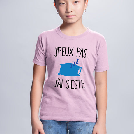 T-Shirt Enfant J'peux pas j'ai sieste Rose