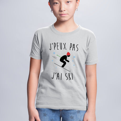 T-Shirt Enfant J'peux pas j'ai ski Gris