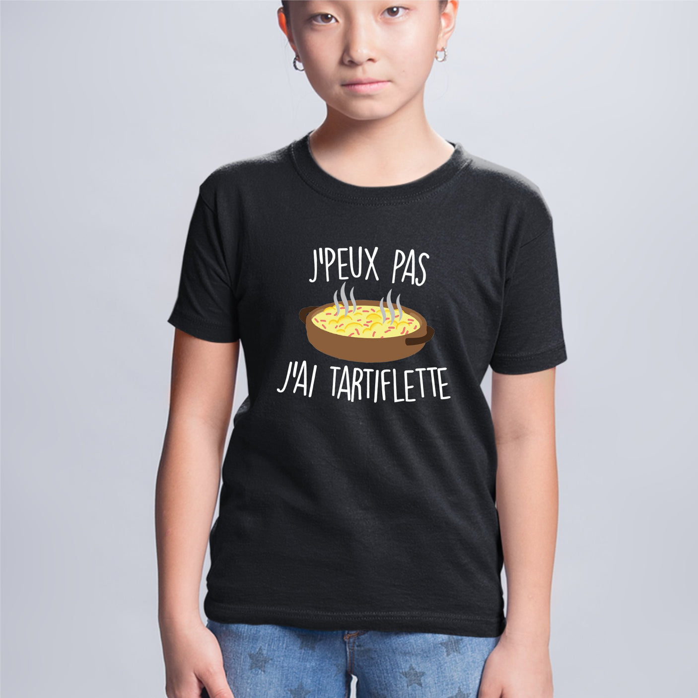 T-Shirt Enfant J'peux pas j'ai tartiflette Noir