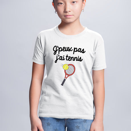 T-Shirt Enfant J'peux pas j'ai tennis Blanc