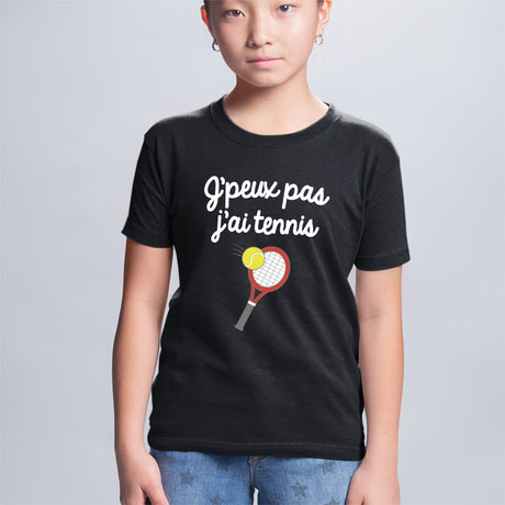 T-Shirt Enfant J'peux pas j'ai tennis Noir