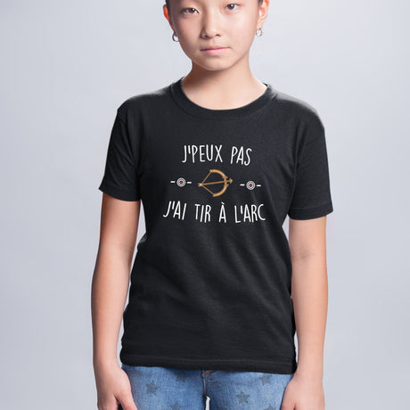 T-Shirt Enfant J'peux pas j'ai tir à l'arc Noir