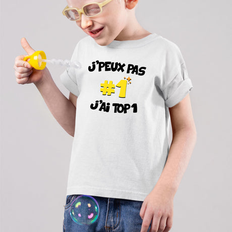 T-Shirt Enfant J'peux pas j'ai TOP1 Blanc