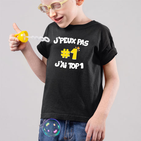 T-Shirt Enfant J'peux pas j'ai TOP1 Noir