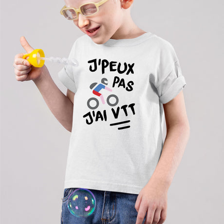 T-Shirt Enfant J'peux pas j'ai VTT Blanc