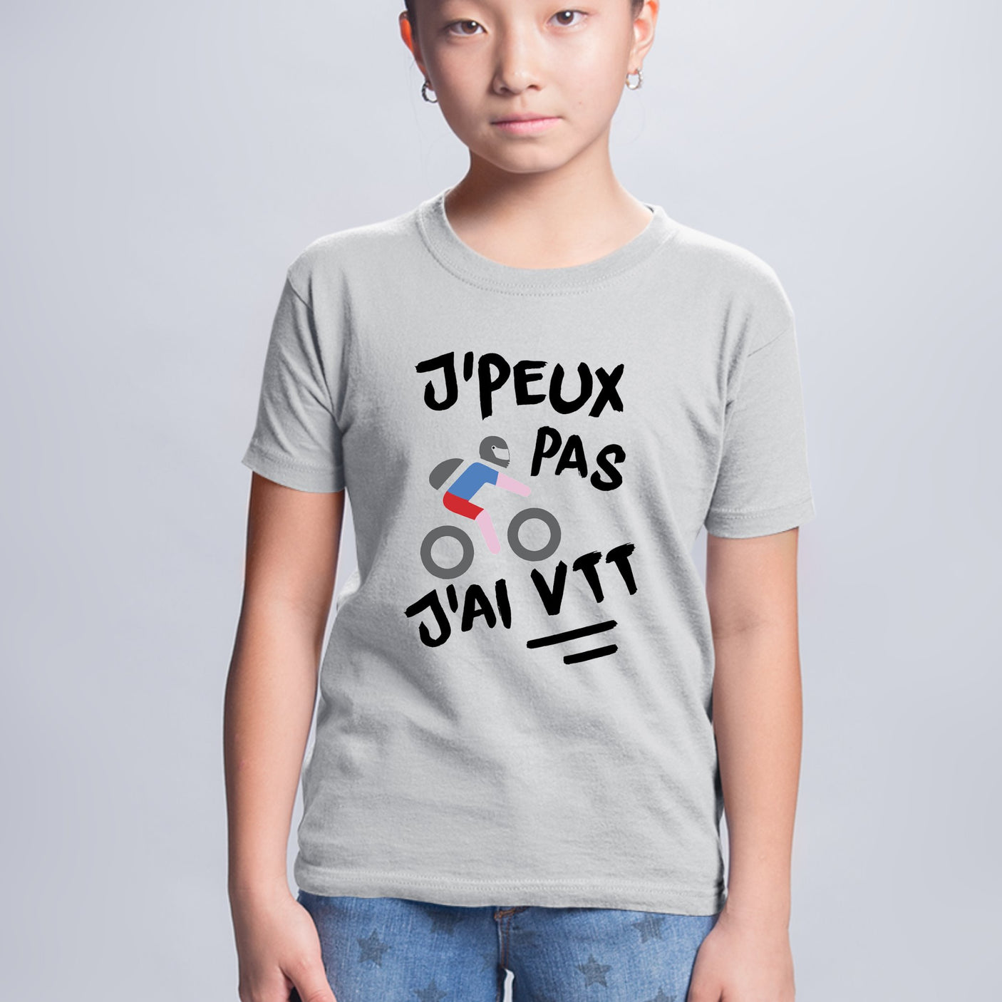 T-Shirt Enfant J'peux pas j'ai VTT Gris