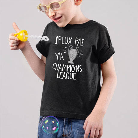 T-Shirt Enfant J'peux pas y'a champions league Noir