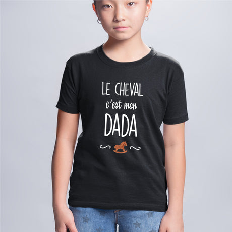 T-Shirt Enfant Le cheval c'est mon dada Noir