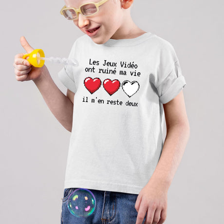 T-Shirt Enfant Les jeux vidéo ont ruiné ma vie il m'en reste deux Blanc