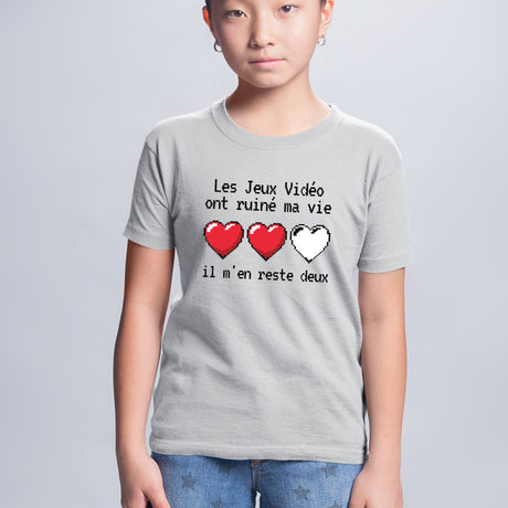 T-Shirt Enfant Les jeux vidéo ont ruiné ma vie il m'en reste deux Gris