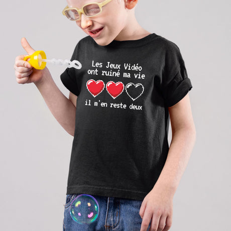 T-Shirt Enfant Les jeux vidéo ont ruiné ma vie il m'en reste deux Noir