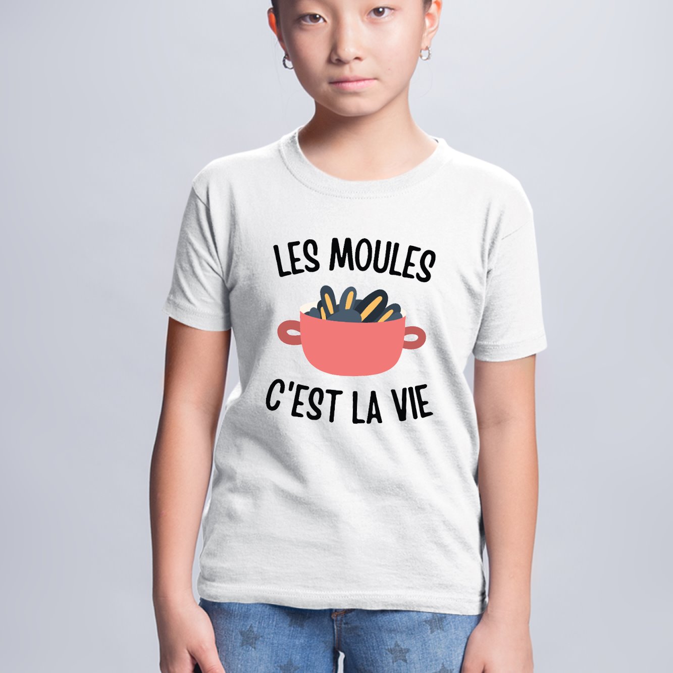 T-Shirt Enfant Les moules c'est la vie Blanc