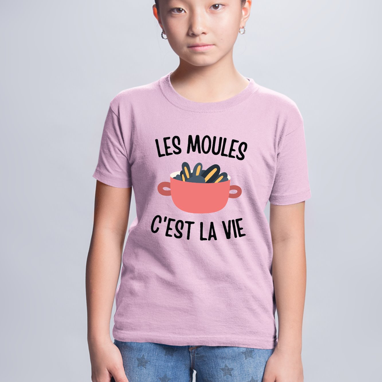 T-Shirt Enfant Les moules c'est la vie Rose