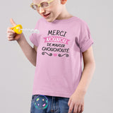 T-Shirt Enfant Merci nounou de m'avoir chouchouté Rose