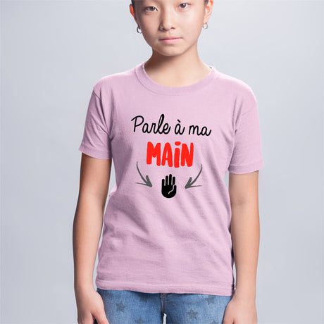 T-Shirt Enfant Parle à ma main Rose