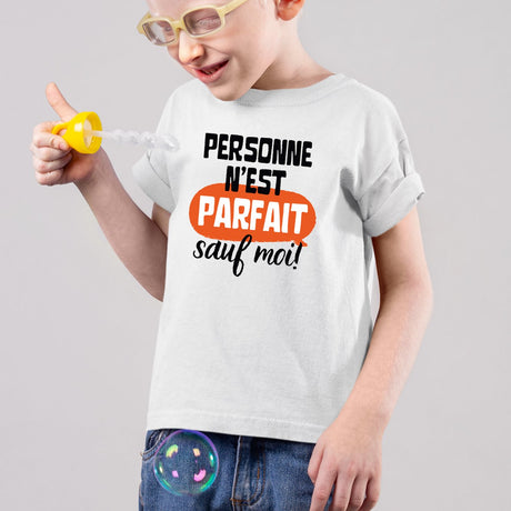 T-Shirt Enfant Personne n'est parfait Blanc