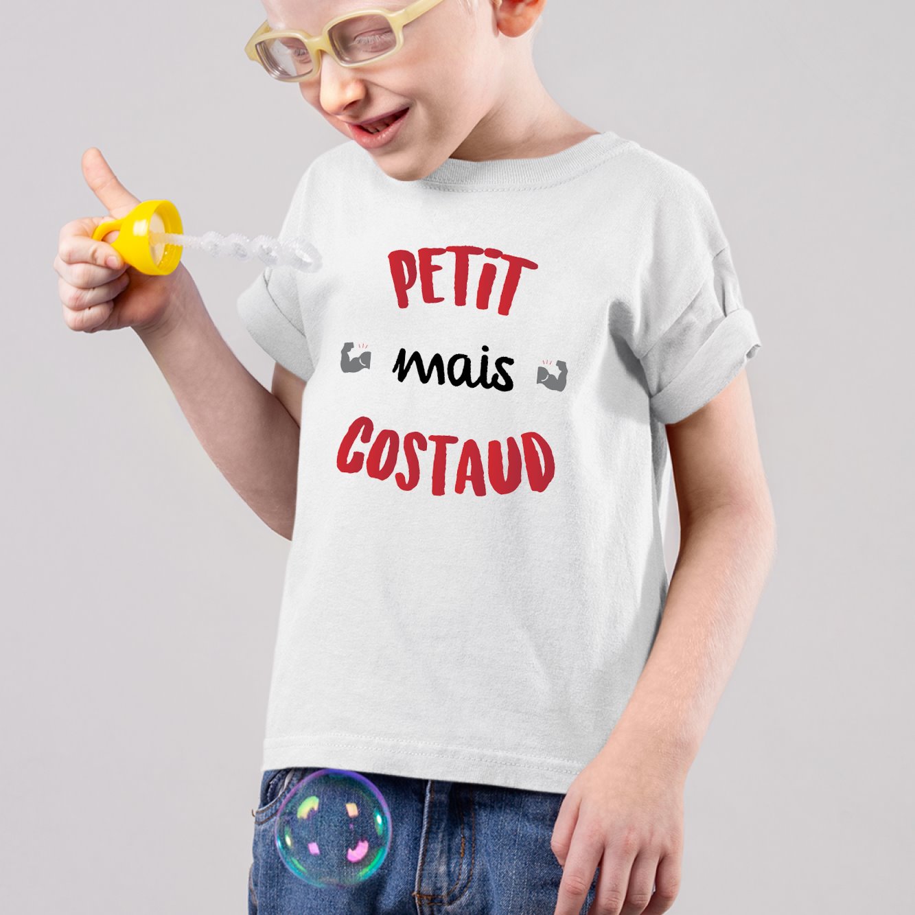 T-Shirt Enfant Petit mais costaud Blanc