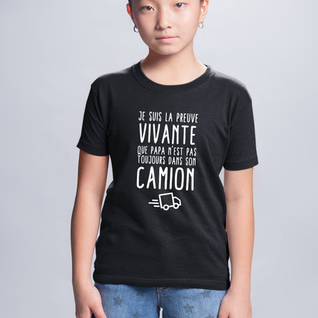 T-Shirt Enfant Preuve que papa n'est pas toujours dans son camion Noir